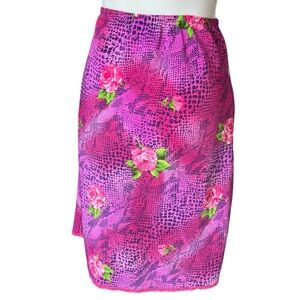 VTG 90s y2k no boundaries purple floral slip skirt women size 24” xsmall